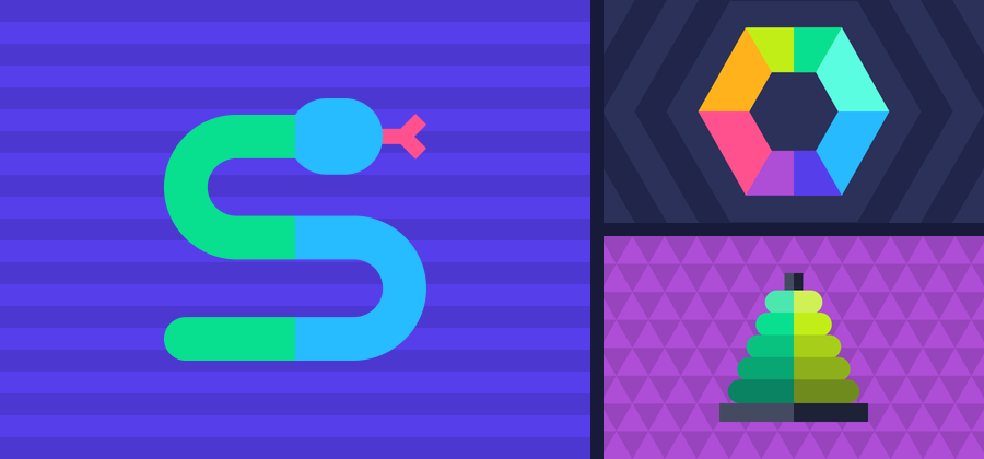 A collage of Skillprint game screens available through the catalog